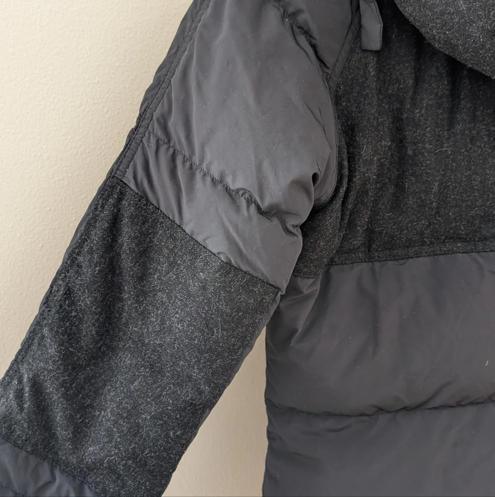 Aritzia TNA Zipper Front Hooded Down Fill Wool Trim Waterproof Puffer Jacket - Picture 8 of 12